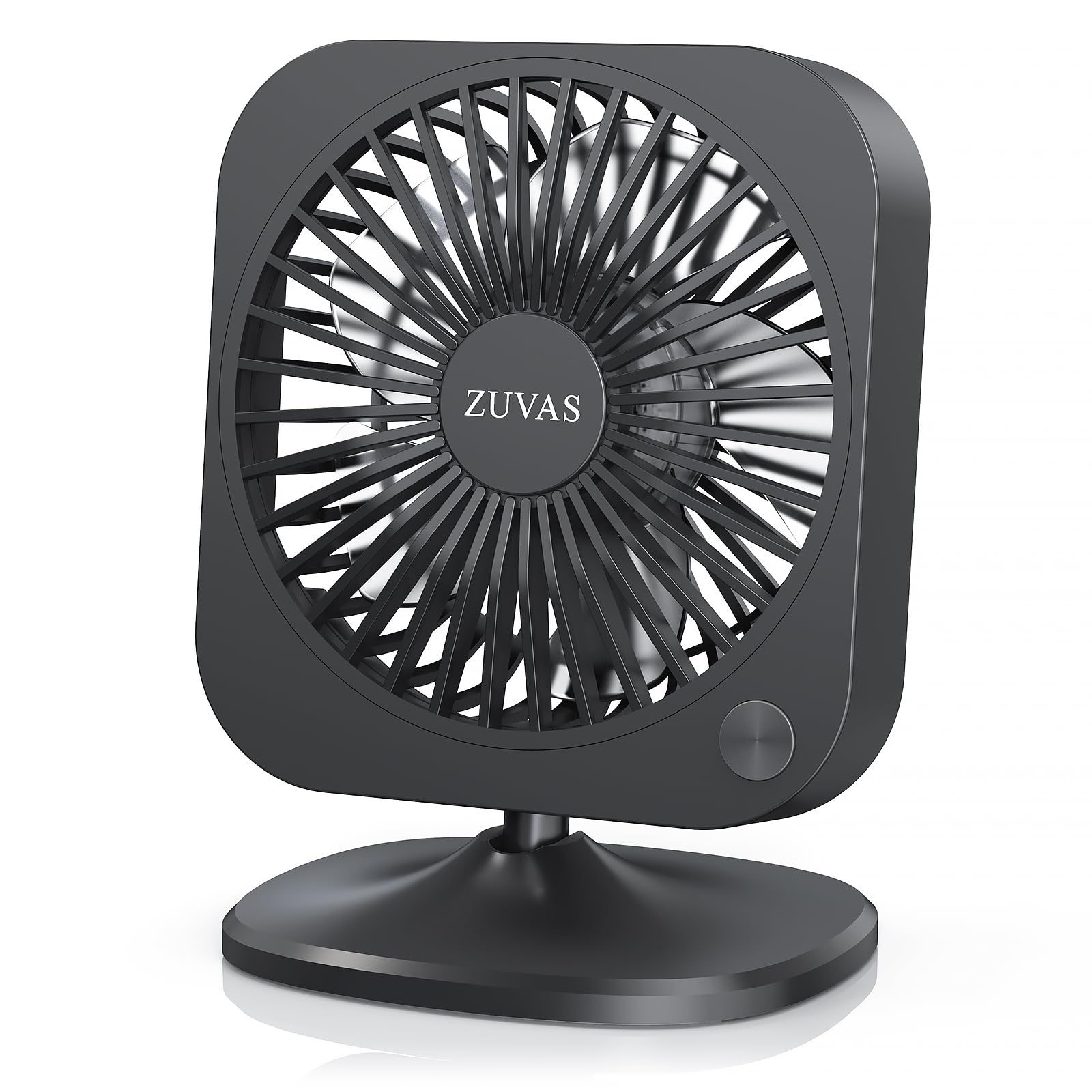 Zuvas Mini Desk Fan Small Powerful Personal Fan Strong Airflow USB Fan 3 Speed Adjustable Table Fan 70° Tilt Electric Portable Fan, for Indoor Outdoor Home Office Car Travel, 4 inch Black