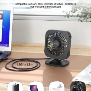 Zuvas Mini Desk Fan Small Powerful Personal Fan Strong Airflow USB Fan 3 Speed Adjustable Table Fan 70° Tilt Electric Portable Fan, for Indoor Outdoor Home Office Car Travel, 4 inch Black