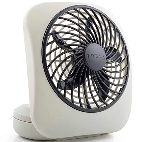 O2COOL Treva 5 Inch Battery Powered Fan Portable Desk Fan 2 Cooling Speeds with Compact Folding & Tilt Design Small Fan Cubicle Accessories Mini Fan Portable (Grey)