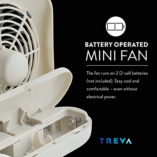 O2COOL Treva 5 Inch Battery Powered Fan Portable Desk Fan 2 Cooling Speeds with Compact Folding & Tilt Design Small Fan Cubicle Accessories Mini Fan Portable (Grey)