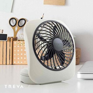 O2COOL Treva 5 Inch Battery Powered Fan Portable Desk Fan 2 Cooling Speeds with Compact Folding & Tilt Design Small Fan Cubicle Accessories Mini Fan Portable (Grey)