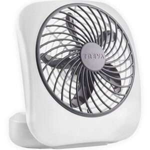 O2COOL Treva 5 Inch Battery Powered Fan Portable Desk Fan 2 Cooling Speeds with Compact Folding & Tilt Design Small Fan Cubicle Accessories Mini Fan Portable (Grey)