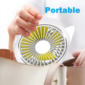 YUNLOVXEE Small Personal USB Desk Fan - 4 Speeds Portable Cute Desktop Table Cooling Mini Fan Powered By USB, Quiet Operation Strong Wind Fan for Room Home Office Outdoor Travel