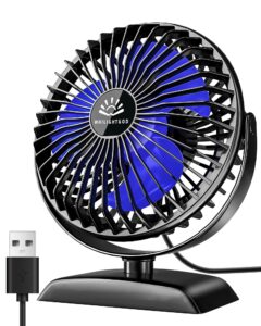 usb desk fan, mini fan but powerful, portable usb fan with 3 speeds, quiet table personal fan, 360°rotate coolness, small table fan for home,office, bedroom, desktop,travel, usb powered, black