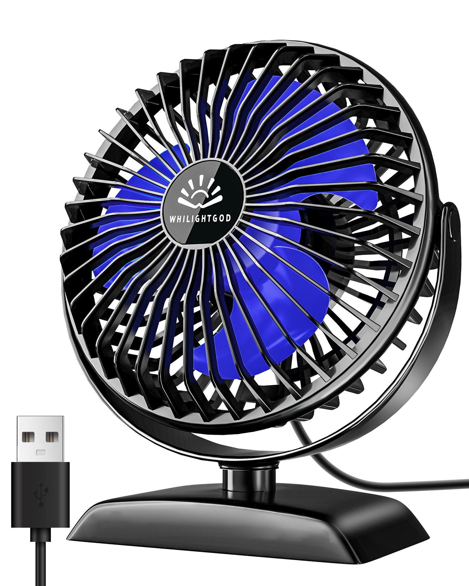 USB Desk Fan, Mini Fan but Powerful, Portable USB Fan with 3 Speeds, Quiet Table Personal Fan, 360°Rotate Coolness, Small Table Fan for Home,Office, Bedroom, Desktop,Travel, USB Powered, Black