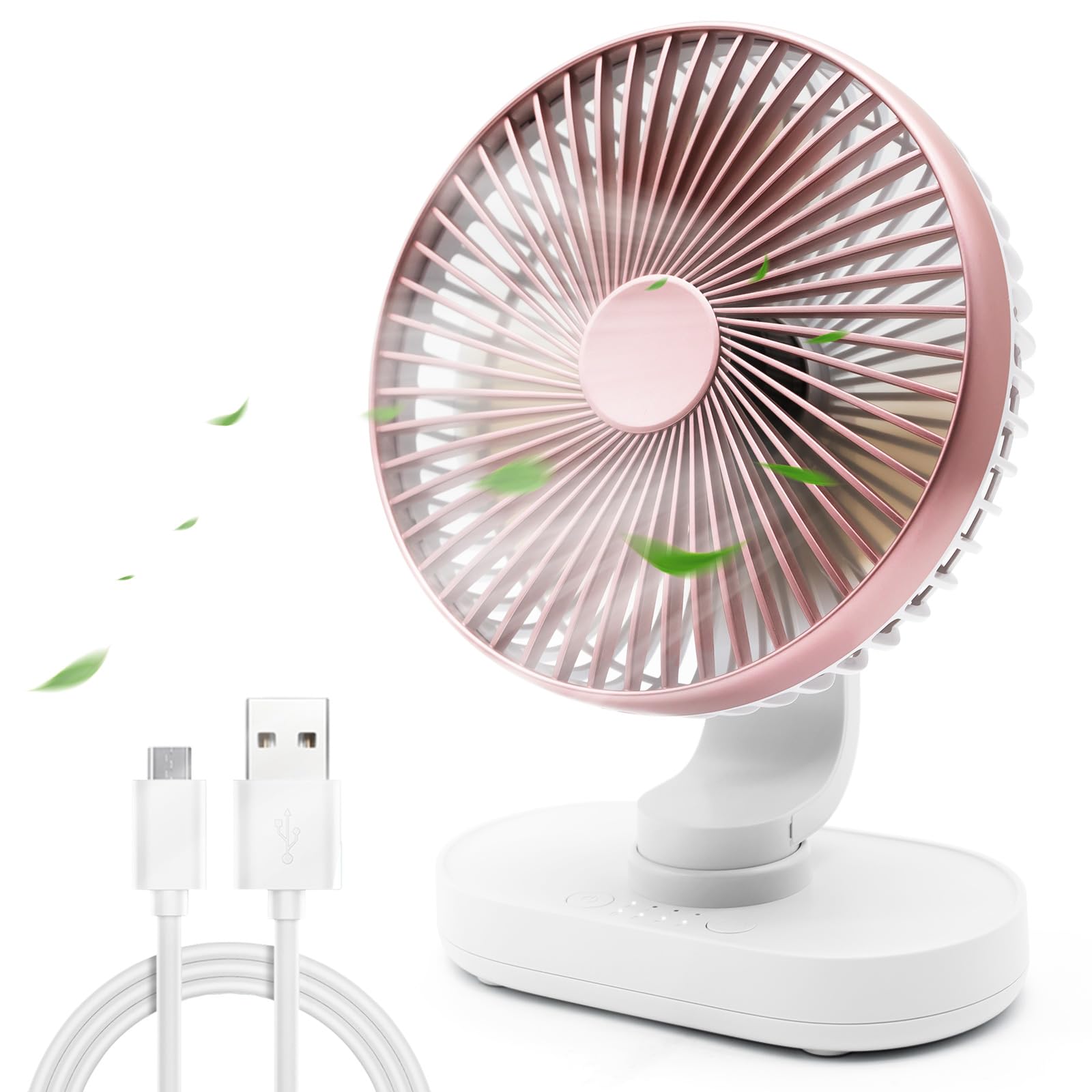 WIXBOSHU Oscillating Desk Fan,4000mAh Rechargeable Portable Desk Fan, 6.5 Inch Small Desk Fan,4 Speeds Wind Quiet Fan Personal Fan,Small Fan for Desk,Usb Desk Fan for Outdoor,Home,Office,Bedroom