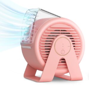 misby usb small desk fan, portable fans with 3 speeds strong airflow, 5.5 inch quiet table fan, 60° rotate personal cooling fan for bedroom home office desktop travel (pink)