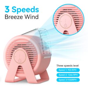 Misby Usb Small Desk Fan, Portable Fans with 3 Speeds Strong Airflow, 5.5 Inch Quiet Table Fan, 60° Rotate Personal Cooling Fan For Bedroom Home Office Desktop Travel (Pink)