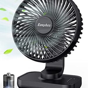 EasyAcc Small Desk Fan 4000 Battery Fan, 5-23 Working Time, Upgraded Strong Wind, Ultra Quiet, Rechargeable 90°Tilt Air Circulate Portable Fan 4 Speed USB Fan For Office Bedroom Home Travel