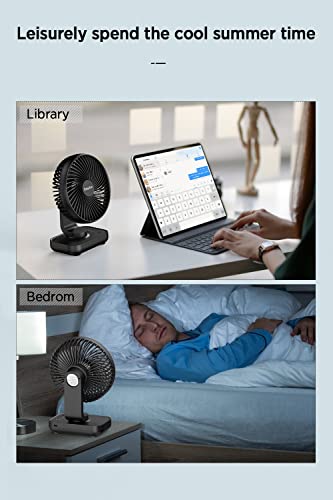 EasyAcc Small Desk Fan 4000 Battery Fan, 5-23 Working Time, Upgraded Strong Wind, Ultra Quiet, Rechargeable 90°Tilt Air Circulate Portable Fan 4 Speed USB Fan For Office Bedroom Home Travel