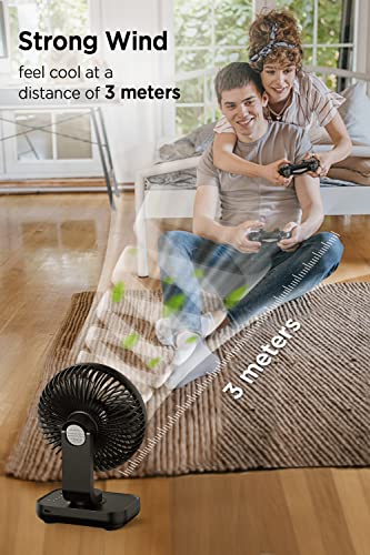 EasyAcc Small Desk Fan 4000 Battery Fan, 5-23 Working Time, Upgraded Strong Wind, Ultra Quiet, Rechargeable 90°Tilt Air Circulate Portable Fan 4 Speed USB Fan For Office Bedroom Home Travel