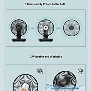 EasyAcc Small Desk Fan 4000 Battery Fan, 5-23 Working Time, Upgraded Strong Wind, Ultra Quiet, Rechargeable 90°Tilt Air Circulate Portable Fan 4 Speed USB Fan For Office Bedroom Home Travel