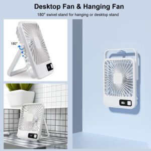 KAMISAFE Desk Fan Battery Operated Fan, USB Rechargeable Desktop Fans Small Quiet 180° Foldable Portable Fan for Office Bedroom Travel Outdoor, 5 Speeds Adjustable, LED Power Display