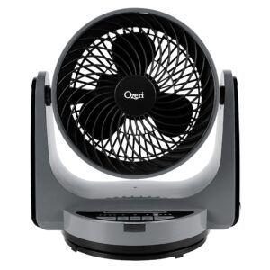 Ozeri Brezza III Dual Oscillating 10" High Velocity Desk Fan, Grey with Black