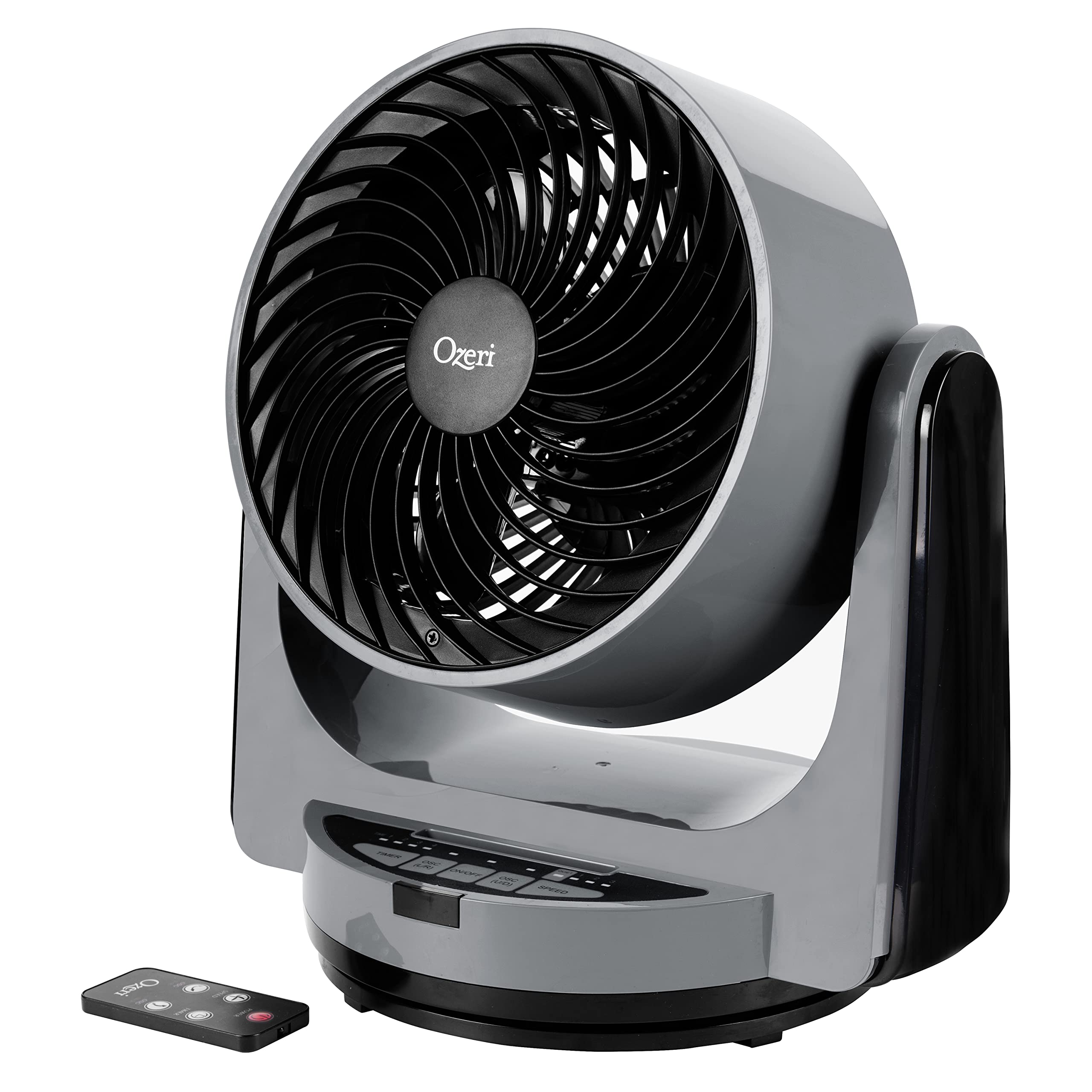 Ozeri Brezza III Dual Oscillating 10" High Velocity Desk Fan, Grey with Black