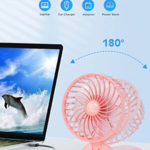 JZCreater Mini Handheld Fan,Portable Hand Held Fan, 15H Cooling Fan, Quiet 4 Speed, USB Rechargeable Battery Operated Desk Fan, Small Folding Electric Fan for Travel Outdoor Home Office Makeup, PINK