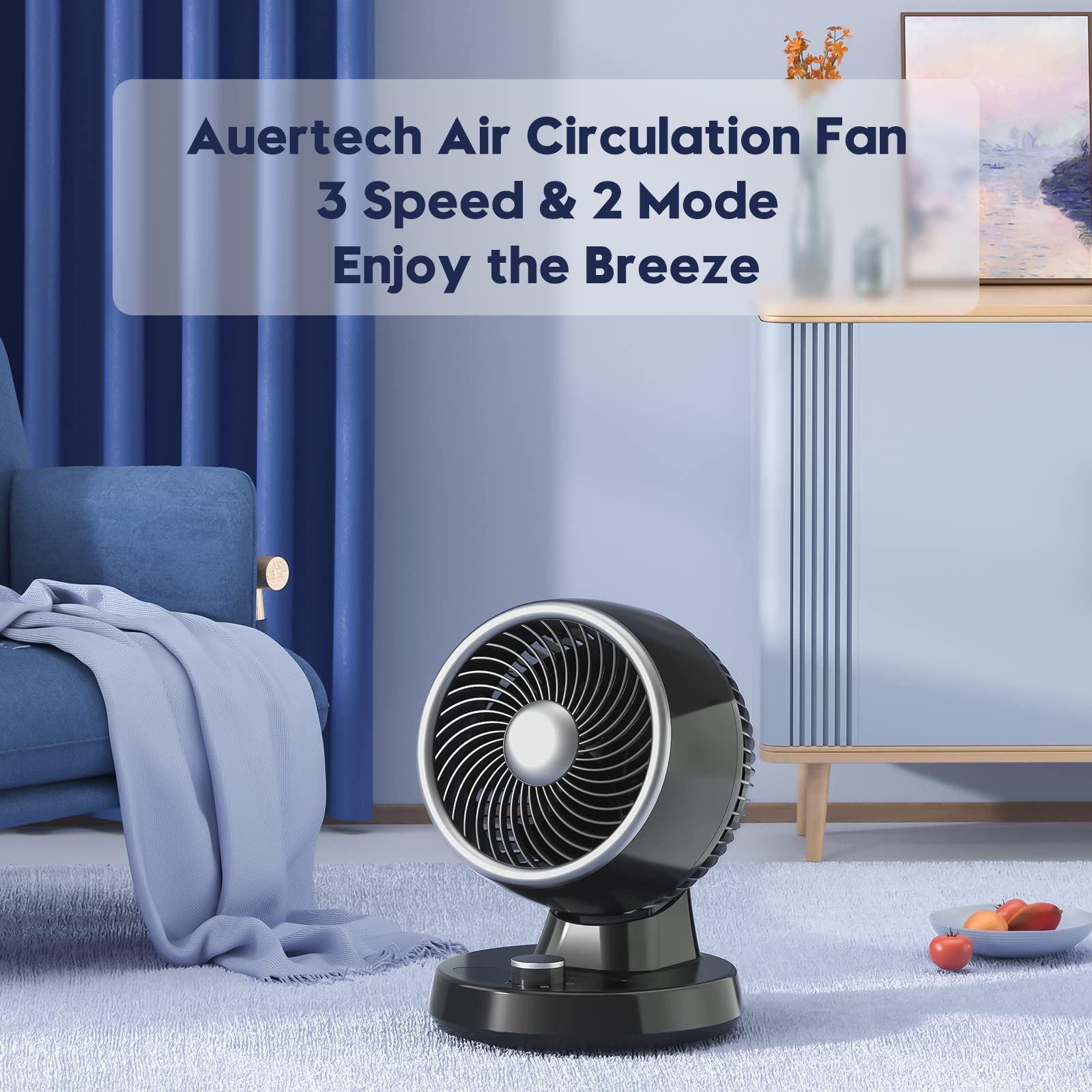 Auertech Small Desk Fan, 12" Quiet Oscillating Table Fan with 3 Speeds, Portable Room Air Circulator Fan, Bedside Cooling Fan for Bedroom Office Desktop Tabletop