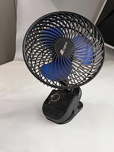 ATEngeus 4 in1 USB Fan, 8” Clip Fan, 10000mAh Rechargeable Table Fan, 5 Speeds Battery Operated Fan, 45°/90° Automatic Rotation, 3 Time Setting, with Clip & Hook for Homes, Offices, Bedroom