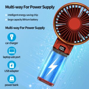 Handheld Fan, Portable Fan, 4000mAh USB Rechargeable Personal Fan, 180° Foldable Mini Desk Fan, 6 Wind Speed, LCD Digital Display, Lanyard as Neck Fan, Ultra Quiet, Pocket Size for Indoor Outdoor