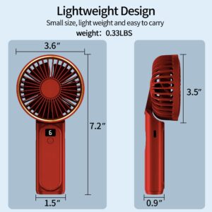 Handheld Fan, Portable Fan, 4000mAh USB Rechargeable Personal Fan, 180° Foldable Mini Desk Fan, 6 Wind Speed, LCD Digital Display, Lanyard as Neck Fan, Ultra Quiet, Pocket Size for Indoor Outdoor