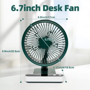 ASYOURZ Oscillating Table Fan - 6.7 Inch Portable Quiet Desktop Fans with 4 Speeds Strong Airflow - 7200mAh Battery Operated or USB Powered Fan - 120° Oscillating Personal Table Fan for Home Office