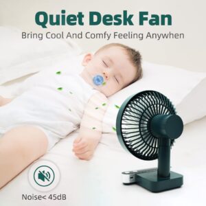 ASYOURZ Oscillating Table Fan - 6.7 Inch Portable Quiet Desktop Fans with 4 Speeds Strong Airflow - 7200mAh Battery Operated or USB Powered Fan - 120° Oscillating Personal Table Fan for Home Office