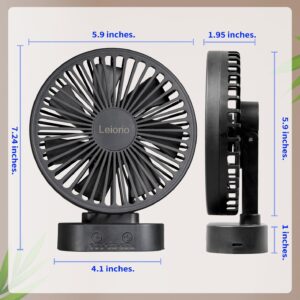 LEIORIO Small Fan Rechargeable,3 Speed Timable Desk Fan with 90° Head Rotation,Small Office Fan for Office,Portable Fan for Indoor,Outdoor,Travel,Energy Efficient Ultra Usage Time Quiet Fan