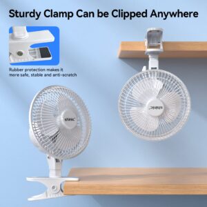 shinic 6-inch Clip on Fan with Strong Clamp,Powerful Airflow,Adjustable Tilt,Quiet Cooling Table-Top&Clip Fan with 6 ft Cord for Home,Office,Car,Garage,Gyms and Workshops(1pcs, White)