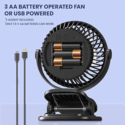 AA Battery Powered Clip on Fan with Aroma Function,Battery Operated Portable Fans for Camp,Small Dorm Fan with Powerful 4 Speeds,Quiet Desk Fan with 360°Rotation,Personal Dorm Fan for Home,Bed,Office