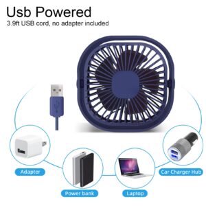 Desk Fan Portable Personal Desktop Mini Cooling Micro with Cable USB Powered 3 Speeds Quiet Small Table Fan for Home Office Study reading Bedroom Indoor Car Outdoor Travel (Blue)