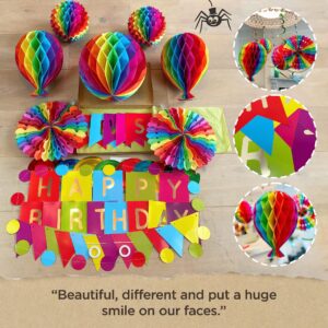 Premium Reusable Birthday Party Decorations - Birthday Decoration Set - Happy Birthday Banner, Honeycomb Decorations, Streamers, Paper Garland