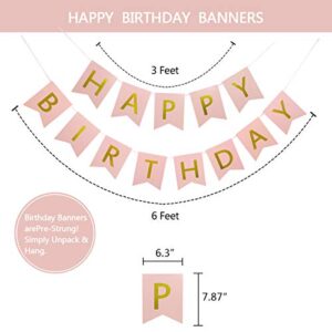 LITAUS Rose Gold Birthday Decorations - Pack of 20 | Happy Birthday Banner, Tissue Paper, Swirls, Garland | Happy Birthday Decorations | Birthday Decorations for Women | Birthday Party Decorations