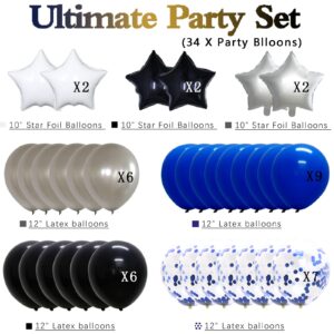 Graduation Decorations Class of 2024 Party Balloons, New Years Eve Party Supplies, 40in 2024 Foil Balloons, Latex Balloons for Birthday Wedding Prom Night Anniversary Bachelorette (Navy Blue Black)