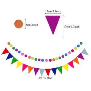 ZERODECO Birthday Party Decoration, Multi-Colored Happy Birthday Banner with Paper Fans Garland String Triangle Bunting Flag Tissue Tassel and Balloon for Bday Party Supplies Anniversary Decoration