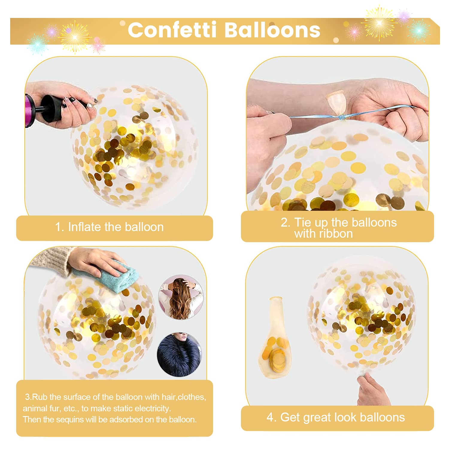 Gold Birthday Decorations - for Women Men Girls Boys,Gold White Party Decorations Set With Birthday Banner(Pre-Strung),Gold Foil Curtains,Gold White Confetti Balloons,Star Garland and Hanging Swirls.