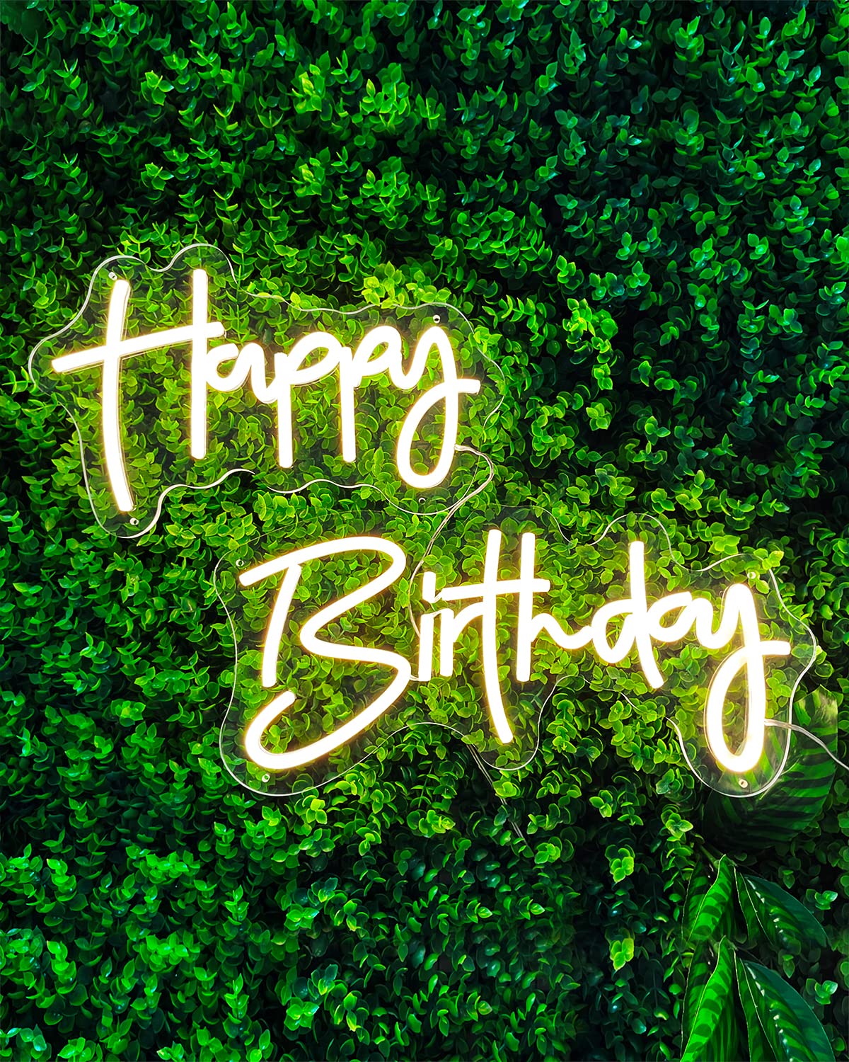 30x8 Inch Happy Birthday LED Neon Sign for Backdrop Decor, Happy Birthday Light Up Sign Adjustable with Stepless Dimmer, 12v Adapter and Hanging Chains for Birthday Party Decoration (Warm White)