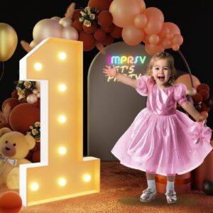 imprsv 3ft marquee light up numbers, marquee numbers for 1st 21st birthday decorations anniversary party decor, mosaic numbers for balloons number 1, marquee light up letters, pre-cut foam board kit