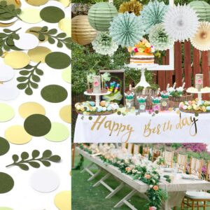 Sage Green Gold Birthday Party Decorations Paper Fans Paper Lanterns Sage Green Gold Scatter Table Decoration for Girls Women Birthday Sage Green Nature Baby Shower Party Decoration