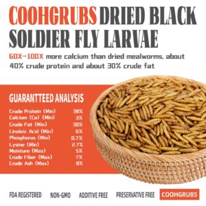 COOHGRUBS Premium Grade Dried Black Soldier Fly Larvae for Chickens and Other Poultry 2 lb. Box