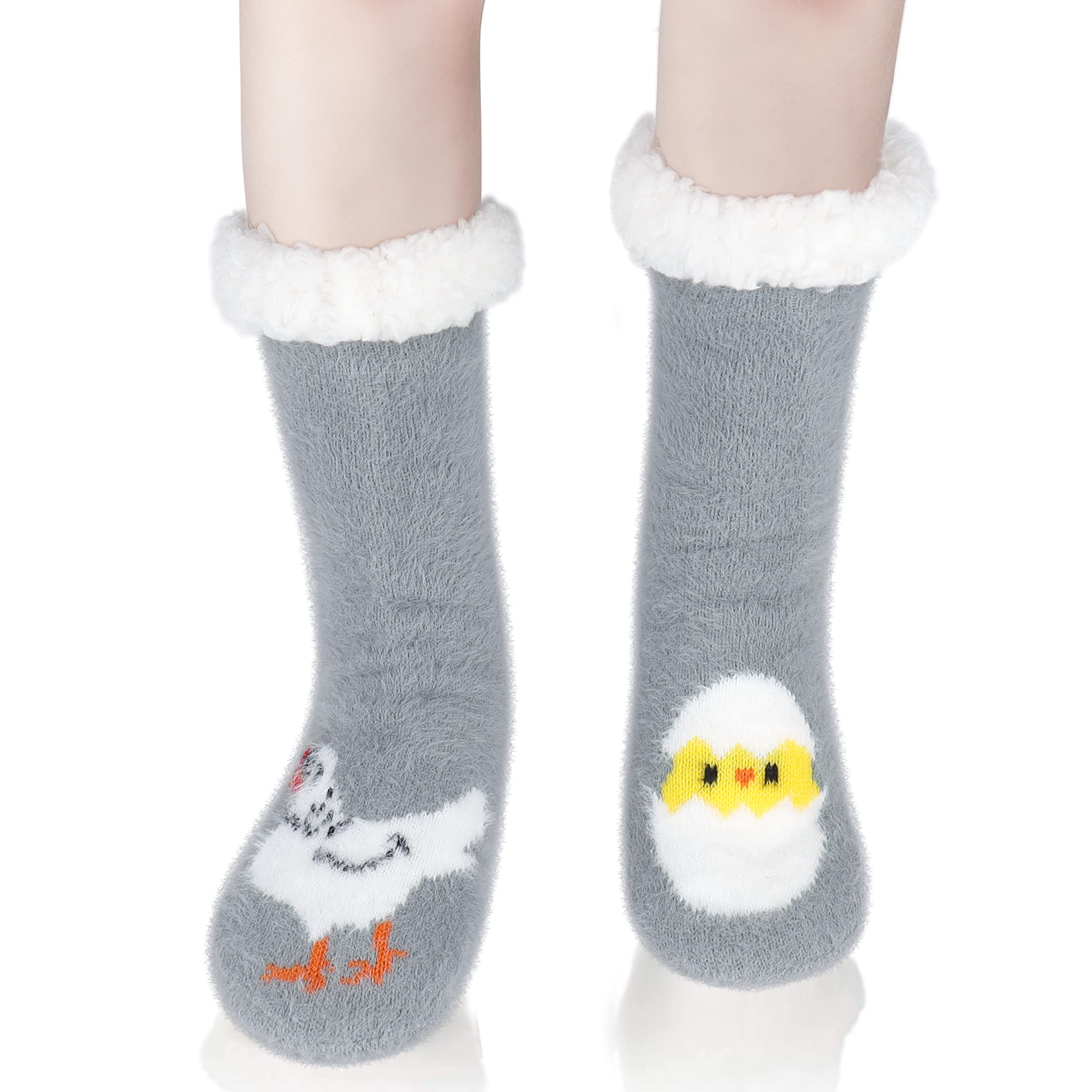 Belloxis Chicken Socks for Women Slipper Socks for Women Grippers Chicken Gifts for Chicken Lovers Warm Socks for Women Winter Socks for Women Thermal Socks for Women Thick Socks Women Fuzzy Socks