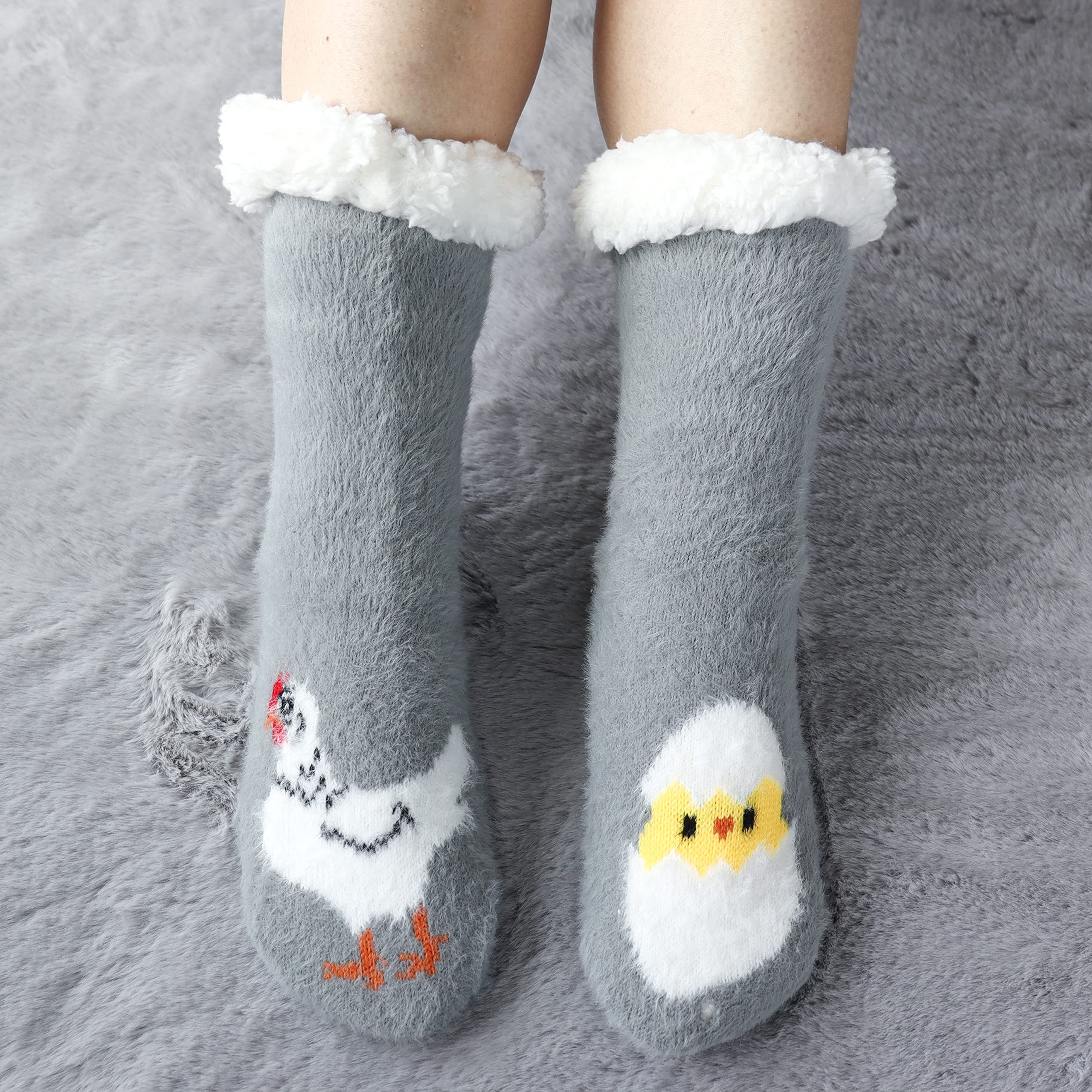 Belloxis Chicken Socks for Women Slipper Socks for Women Grippers Chicken Gifts for Chicken Lovers Warm Socks for Women Winter Socks for Women Thermal Socks for Women Thick Socks Women Fuzzy Socks