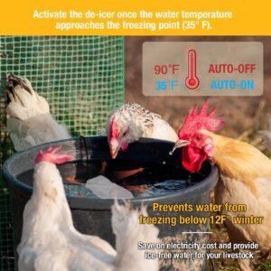 comincia Heated Chicken Waterer Deicer,Thermostatic Control Chicken Water Heater Mini Size Water De-icer for Poultry (500W, White)