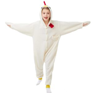 CANASOUR Unisex Halloween Kids Chicken Onesie For 5T Girls Costume Party Cosplay Pyjamas (Height 43-47”, 5T, Chicken)