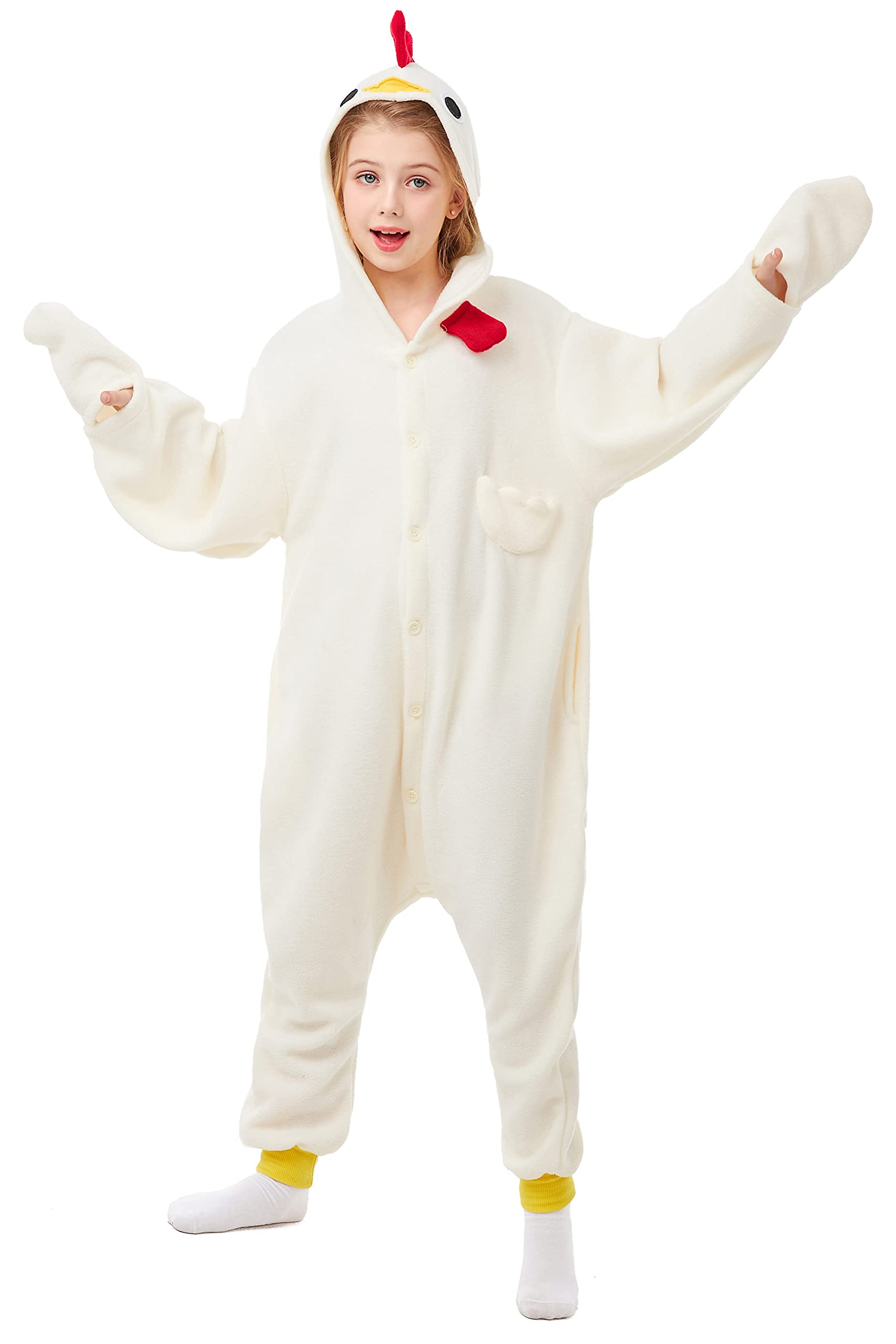 CANASOUR Unisex Halloween Kids Chicken Onesie For 5T Girls Costume Party Cosplay Pyjamas (Height 43-47”, 5T, Chicken)