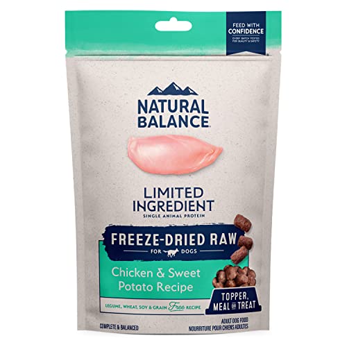 Natural Balance Freeze Dried Raw Dog Food, Grain-Free Limited Ingredient Adult Formula, Great as Topper, Treat, or Meal, Chicken & Sweet Potato Recipe, 6 Ounce (Pack of 1)