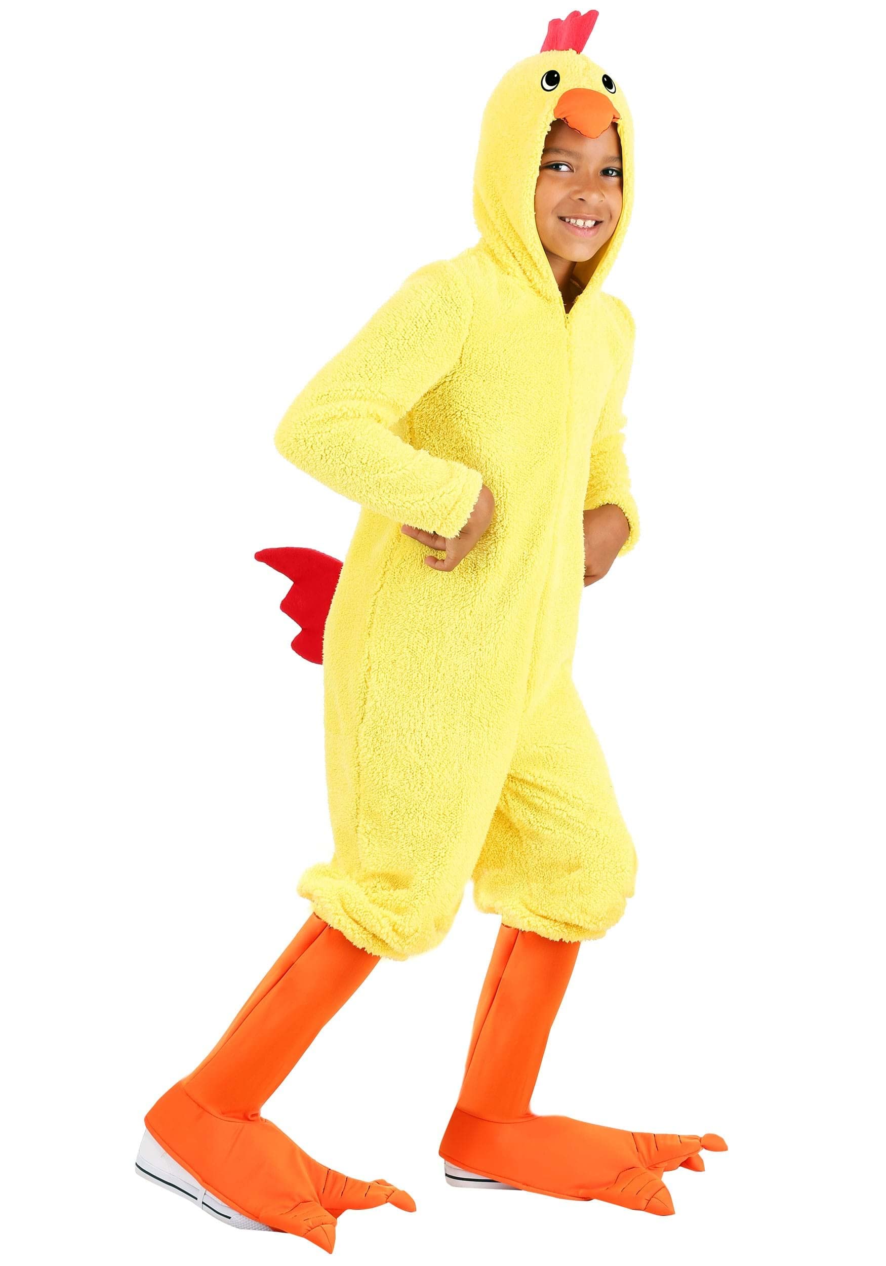 Fun Costumes Cluckin' Chicken for Kids, Yellow Baby Chick Hooded Bodysuit Outfit for Children Medium