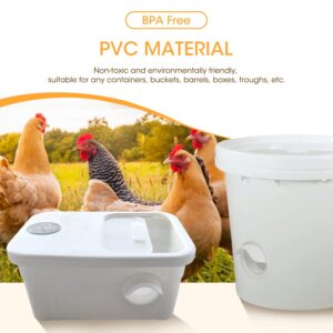 Chicken Feeder, Automatic Chicken Feeder and Waterer Set No Waste Rain Proof DIY Poultry Feeder with Rat Stopper Caps Chicken Water Feeder for Buckets, Barrels, Bins, Troughs 4Packs