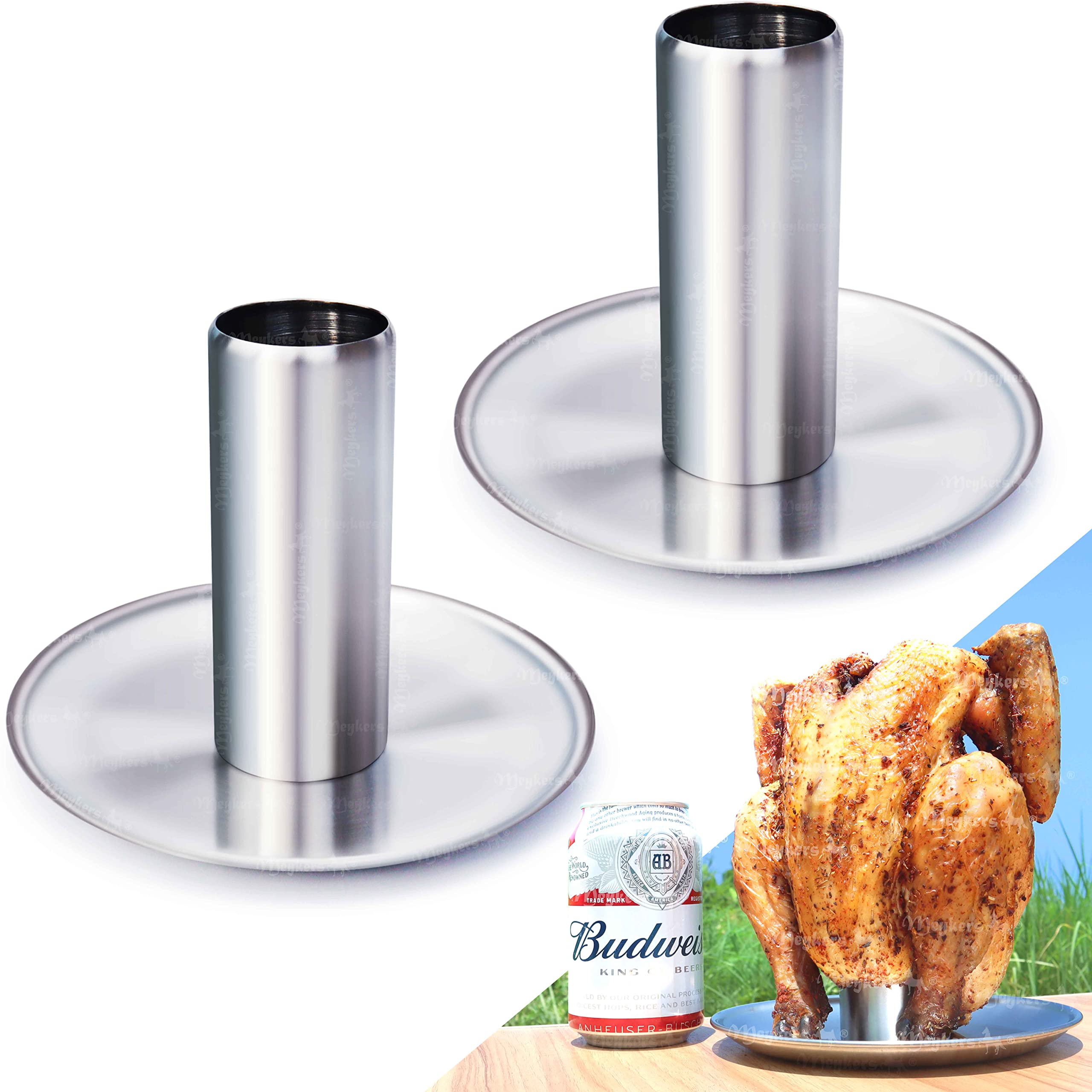 Meykers Beer Can Chicken Holder [New Upgraded] 2 Pack | for Grill Smoker Oven | Vertical Beer Butt Chicken Stand Roaster | Made of 304 Stainless Steel Dishwasher Safe | BBQ Rack Barbeque Accessories