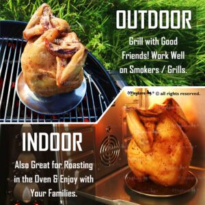 Meykers Beer Can Chicken Holder [New Upgraded] 2 Pack | for Grill Smoker Oven | Vertical Beer Butt Chicken Stand Roaster | Made of 304 Stainless Steel Dishwasher Safe | BBQ Rack Barbeque Accessories