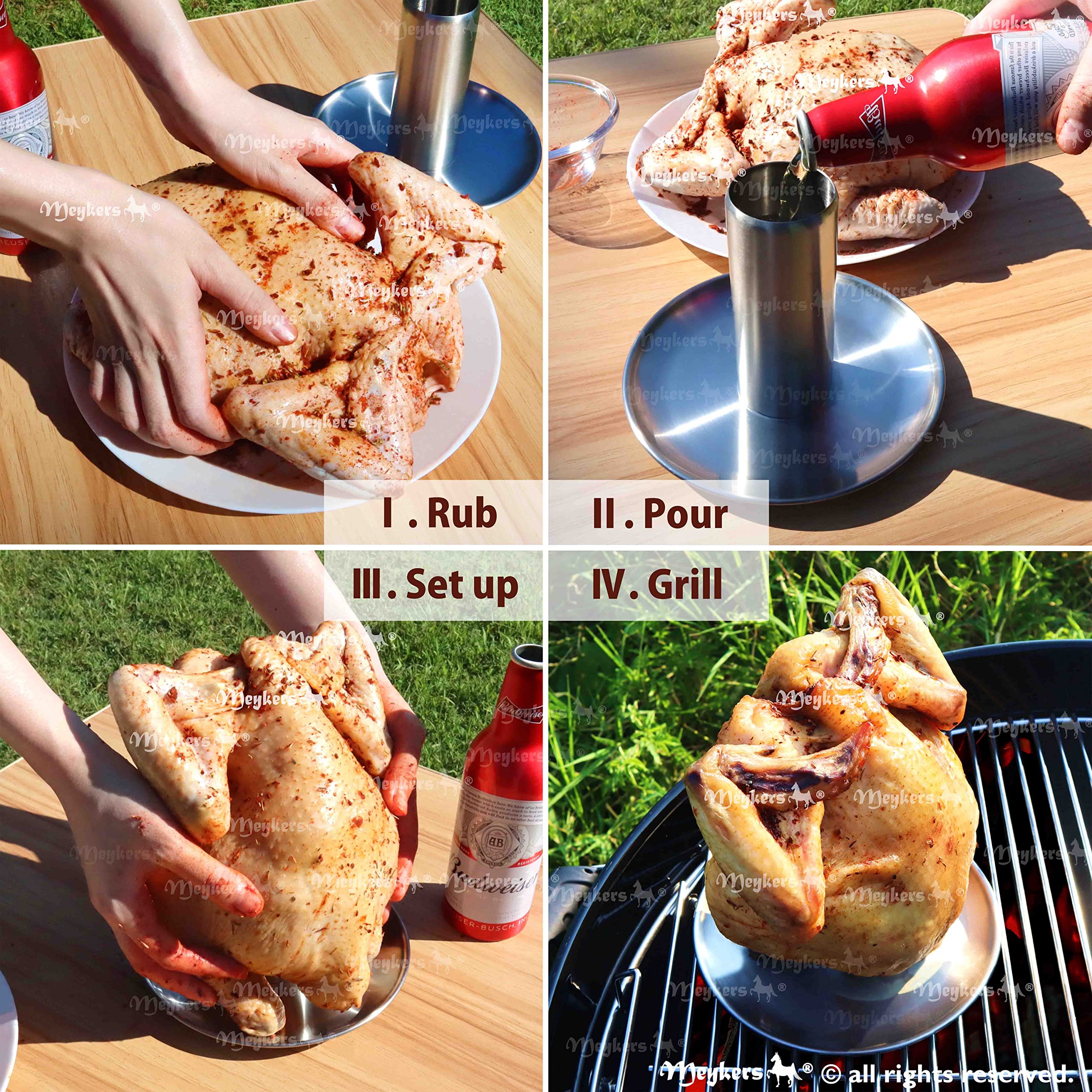 Meykers Beer Can Chicken Holder [New Upgraded] 2 Pack | for Grill Smoker Oven | Vertical Beer Butt Chicken Stand Roaster | Made of 304 Stainless Steel Dishwasher Safe | BBQ Rack Barbeque Accessories